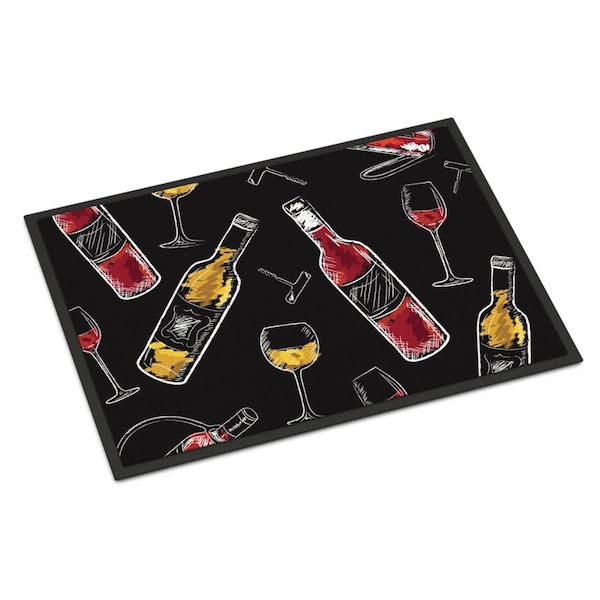 Carolines Treasures Red and White Wine on Black Indoor or Outdoor Mat, 18 x 27 in. BB5197MAT - main
